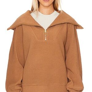 Varley Brown Zip-Up Sweater XS